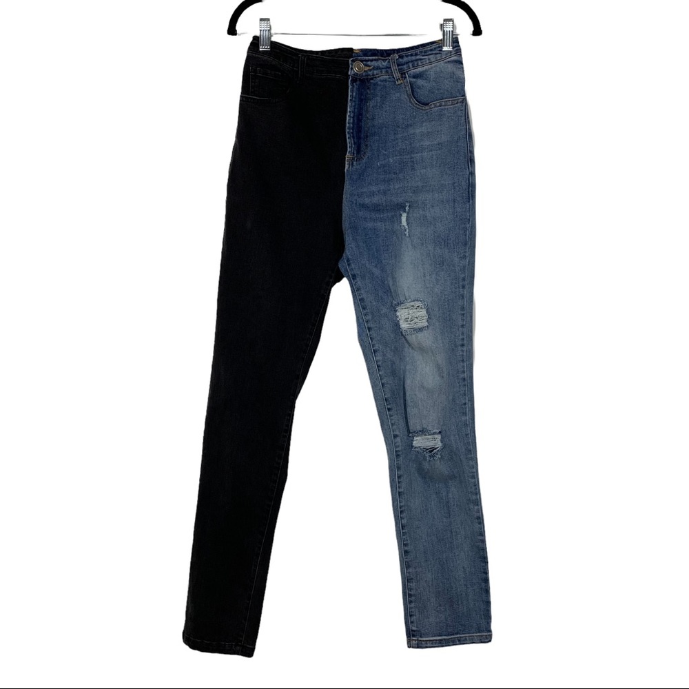 Fashion Nova Two Tone High Waisted Skinny Jeans Size 3